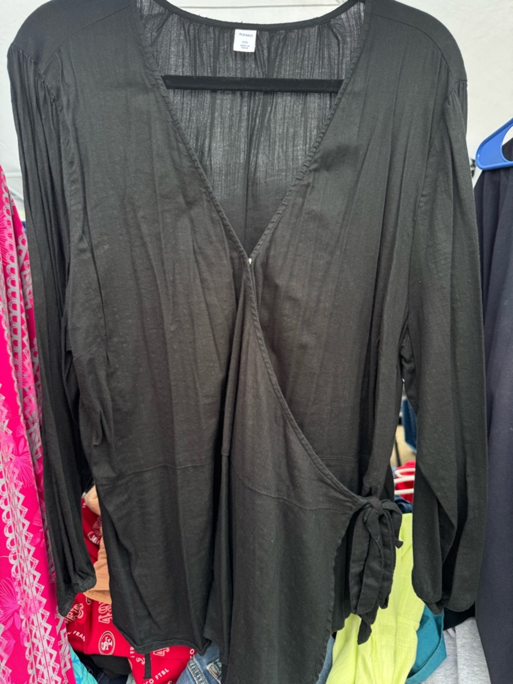 Old Navy Black V-Neck Wrap Blouse